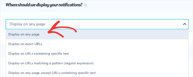 Display rules for FOMO notification