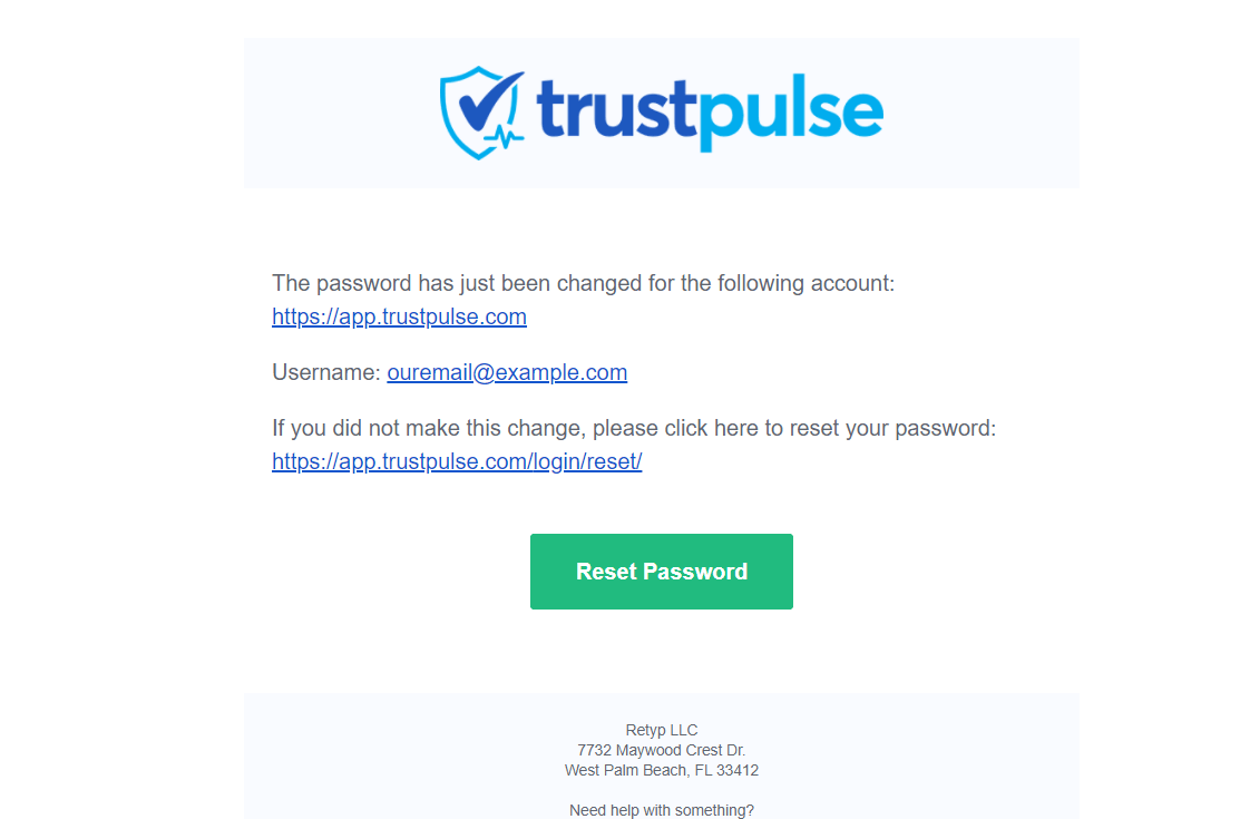 View the Change Password Confirmation Email