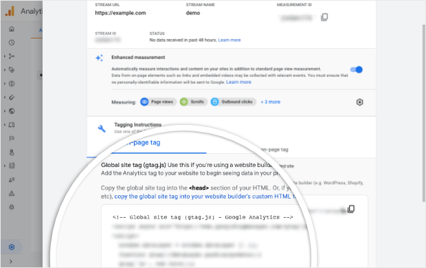 global site tag in google analytics