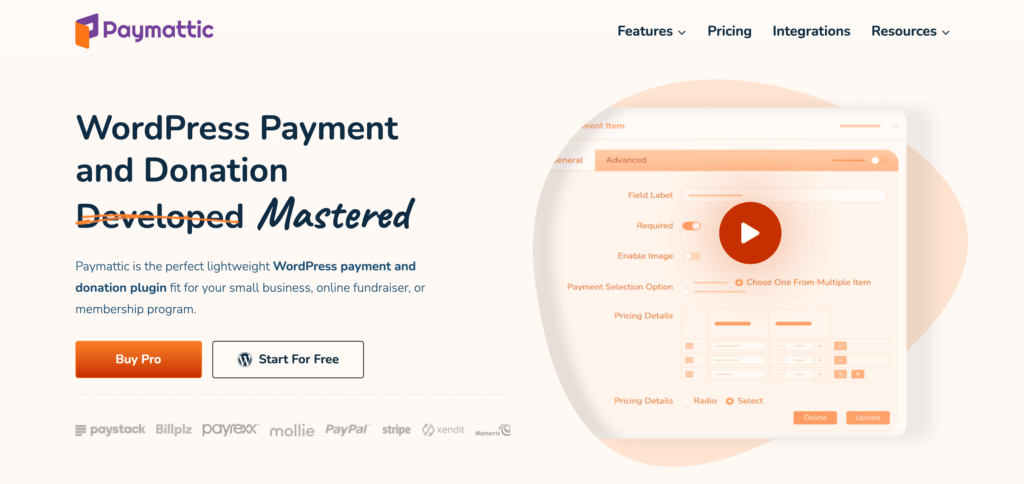 WordPress stripe payment plugins - Paymattic