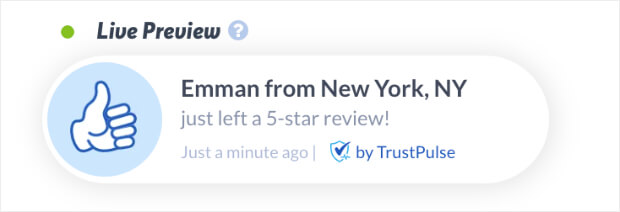 trustpulse review notification sample