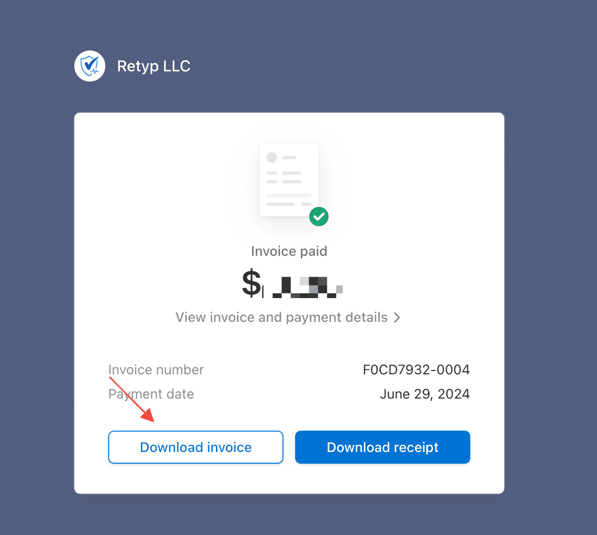 click the download invoice button