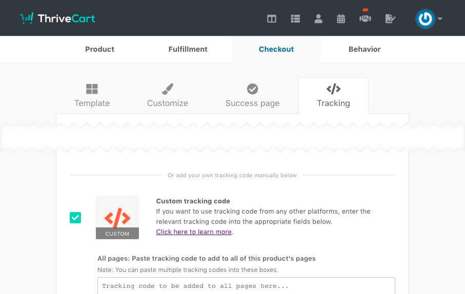 enable the Do you want to add tracking code to your checkout pages option